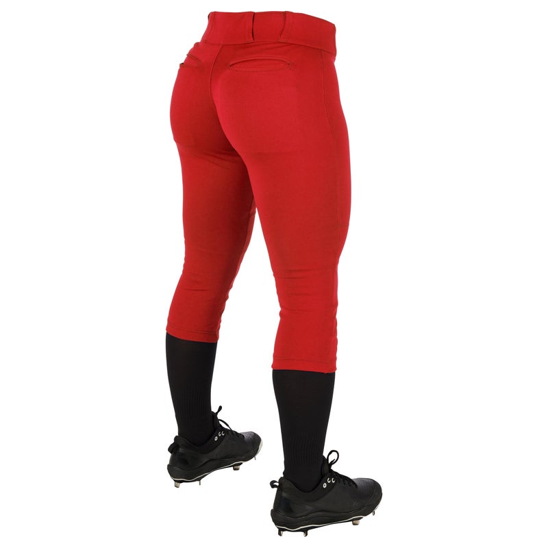CHAMPRO Women's Tournament Traditional Low-Rise Polyester Softball Pant, Large, Scarlet - Image 2